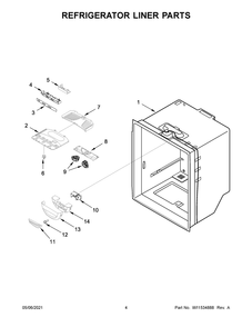Refrigerator Liner Parts Diagram and Parts List for ABB1924BRW03  Whirlpool Refrigerator