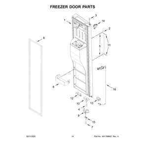 Freezer Door Parts Diagram and Parts List for WRSC6536RZ00  Whirlpool Refrigerator