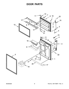 Door Parts Diagram and Parts List for WRT541SZDW03  Whirlpool Refrigerator