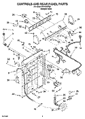 CONTROLS AND REAR PANEL PARTS Diagram and Parts List for RTW4300SQ0  Roper Washer