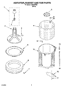 AGITATOR, BASKET AND TUB PARTS Diagram and Parts List for LCE4332PQ0  Whirlpool Washer