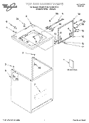 TOP AND CABINET, LITERATURE Diagram and Parts List for GSQ9611KT0  Whirlpool Washer