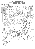 BULKHEAD PARTS Diagram and Parts List for GGW9868KL2  Whirlpool Dryer