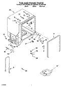 TUB AND FRAME PARTS Diagram and Parts List for DU1145XTPQ9  Whirlpool Dishwasher