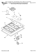 COOKTOP, BURNER AND GRATE Diagram and Parts List for SCS3614GB1  Whirlpool Cooktop