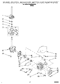 BRAKE, CLUTCH, GEARCASE, MOTOR AND PUMP Diagram and Parts List for KAWE667BWH1  KitchenAid Washer
