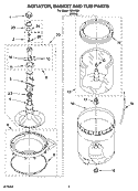 AGITATOR, BASKET AND TUB PARTS Diagram and Parts List for IM44000  Inglis Washer