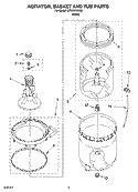 AGITATOR, BASKET AND TUB PARTS Diagram and Parts List for WTW5310SQ0  Whirlpool Washer