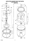AGITATOR, BASKET AND TUB PARTS Diagram and Parts List for 3RGSC9455JQ6  Whirlpool Washer