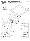 TOP AND CONSOLE PARTS Diagram and Parts List for YGEW9200LQ1  Whirlpool Dryer