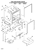 TUB AND FRAME PARTS Diagram and Parts List for KUDU02FRWH0  KitchenAid Dishwasher