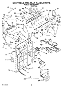 CONTROLS AND REAR PANEL PARTS Diagram and Parts List for 3XWTW5705SW0  Whirlpool Washer
