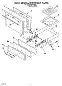 OVEN DOOR AND BROILER PARTS Diagram and Parts List for FGP245KQ1  Roper Range