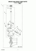 BRAKE AND DRIVE TUBE PARTS Diagram and Parts List for 1CWTW5100VQ0  Whirlpool Washer