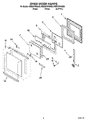 OVEN DOOR PARTS Diagram and Parts List for KEBC276KBL03  KitchenAid Wall Oven