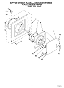 DRYER FRONT PANEL AND DOOR Diagram and Parts List for LTE5243DQ3  Whirlpool Washer Dryer Combo
