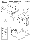 TOP AND CONSOLE PARTS Diagram and Parts List for LEV4634PQ1  Whirlpool Dryer