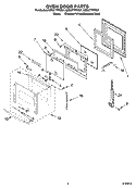 OVEN DOOR PARTS Diagram and Parts List for GBD277PRB01  Whirlpool Wall Oven