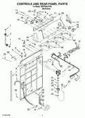 CONTROLS AND REAR PANEL PARTS Diagram and Parts List for 7MWT99910VW0  Whirlpool Washer