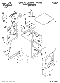 TOP AND CABINET PARTS Diagram and Parts List for 7MGHW9150PW0  Whirlpool Washer
