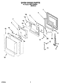 OVEN DOOR PARTS Diagram and Parts List for KEBC167MSS02  KitchenAid Wall Oven