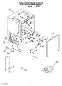 TUB AND FRAME PARTS Diagram and Parts List for DU1148XTPBA  Whirlpool Dishwasher