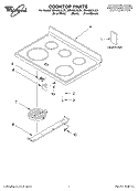 COOKTOP PARTS Diagram and Parts List for GR460LXLP1  Whirlpool Range