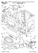 LOWER CABINET AND FRONT PANEL Diagram and Parts List for 3CSP2761BW0  Whirlpool Dryer
