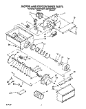 MOTOR & ICE CONTAINER Diagram and Parts List for 8ED25DQXAN01  Whirlpool Refrigerator