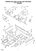 BURNER BOX, GAS VALVES, AND SWITCHES, OPTIONAL PARTS Diagram and Parts List for KGCP462KSS04  KitchenAid Cooktop