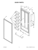 DOOR PARTS Diagram and Parts List for EV201NZTQ02  Whirlpool Freezer