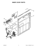 INNER DOOR PARTS Diagram and Parts List for ADB1400PYB2  Whirlpool Dishwasher