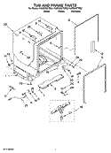 TUB AND FRAME PARTS Diagram and Parts List for KUDS03CTWH2  KitchenAid Dishwasher