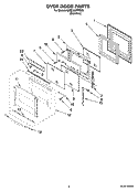OVEN DOOR PARTS Diagram and Parts List for GMC305PRS02  Whirlpool Microwave Oven Combo