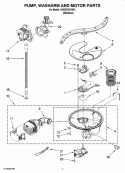 PUMP, WASHARM AND MOTOR PARTS Diagram and Parts List for KUDE70CVSS1  KitchenAid Dishwasher