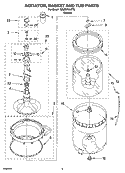 AGITATOR, BASKET AND TUB PARTS Diagram and Parts List for 7MLSE7534PT0  Whirlpool Washer
