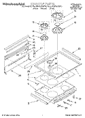 COOKTOP, LITERATURE Diagram and Parts List for KGRT507BWH2  KitchenAid Range