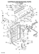 CONTROLS AND REAR PANEL PARTS Diagram and Parts List for ETW4400SQ1  Estate Washer