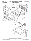 TOP AND CONSOLE PARTS Diagram and Parts List for 3XWED5705SW3  Whirlpool Dryer