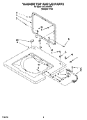 WASHER TOP AND LID PARTS Diagram and Parts List for YLTE6234DQ5  Whirlpool Washer Dryer Combo
