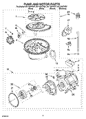 PUMP AND MOTOR PARTS Diagram and Parts List for DU1100XTPB8  Whirlpool Dishwasher