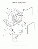 TUB AND FRAME PARTS Diagram and Parts List for 7GU3200XTVY2  Whirlpool Dishwasher