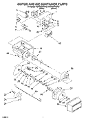 MOTOR AND ICE CONTAINER Diagram and Parts List for KSRD22FKBT02  KitchenAid Refrigerator