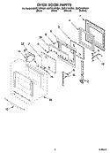 OVEN DOOR PARTS Diagram and Parts List for GMC275PRQ01  Whirlpool Microwave Oven Combo