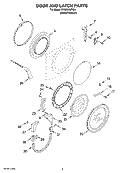 DOOR AND LATCH PARTS Diagram and Parts List for GHW9300PW4  Whirlpool Washer
