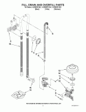 FILL, DRAIN AND OVERFILL PARTS Diagram and Parts List for KUDE20FXBL1  KitchenAid Dishwasher