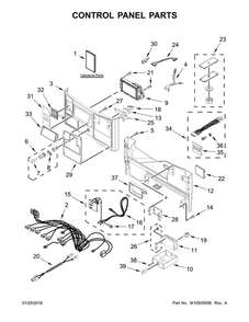 Control Panel Parts Diagram and Parts List for CET9000GQ0  Whirlpool Washer Dryer Combo