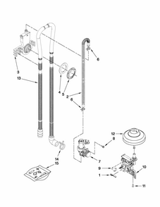 Fill, Drain And Overfill Parts Diagram and Parts List for 66513073K211  Kenmore Dishwasher