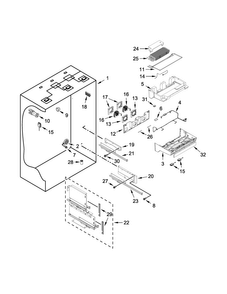Refrigerator Liner Parts Diagram and Parts List for KBFN502EBS01  KitchenAid Refrigerator