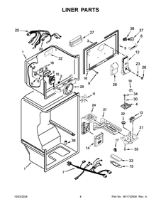 03 - Liner Parts Diagram and Parts List for WRT541SZHV03  Whirlpool Refrigerator